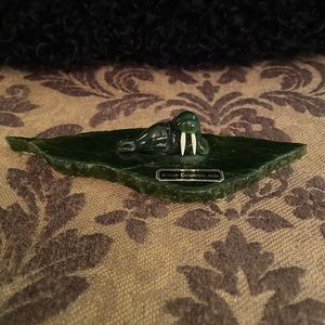 Jade Walrus with Bone Tusks on Platform